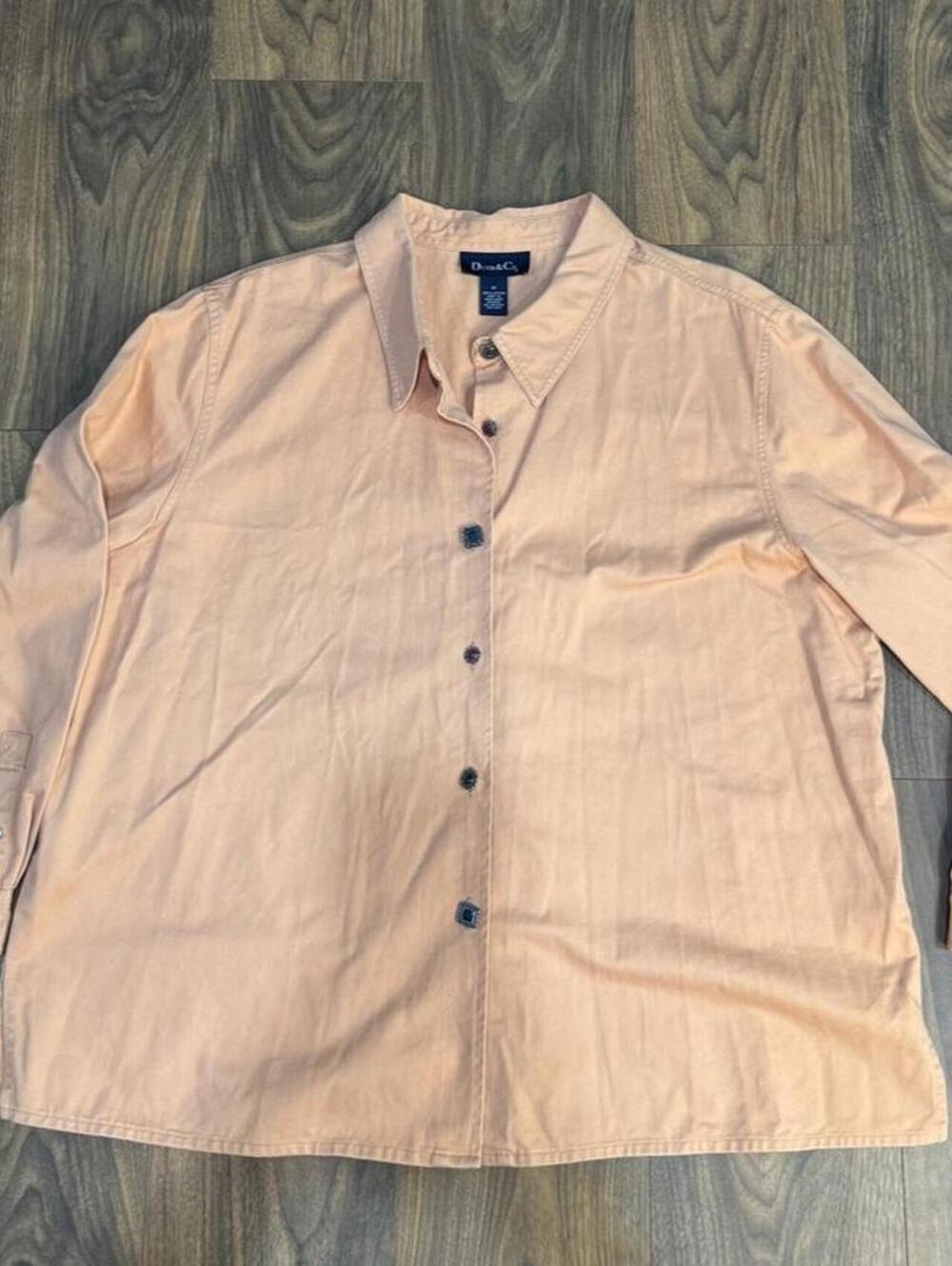 Vintage Denim & Co 2X Button Up Utility Shirt Jacket Peach 100% Cotton Y2K